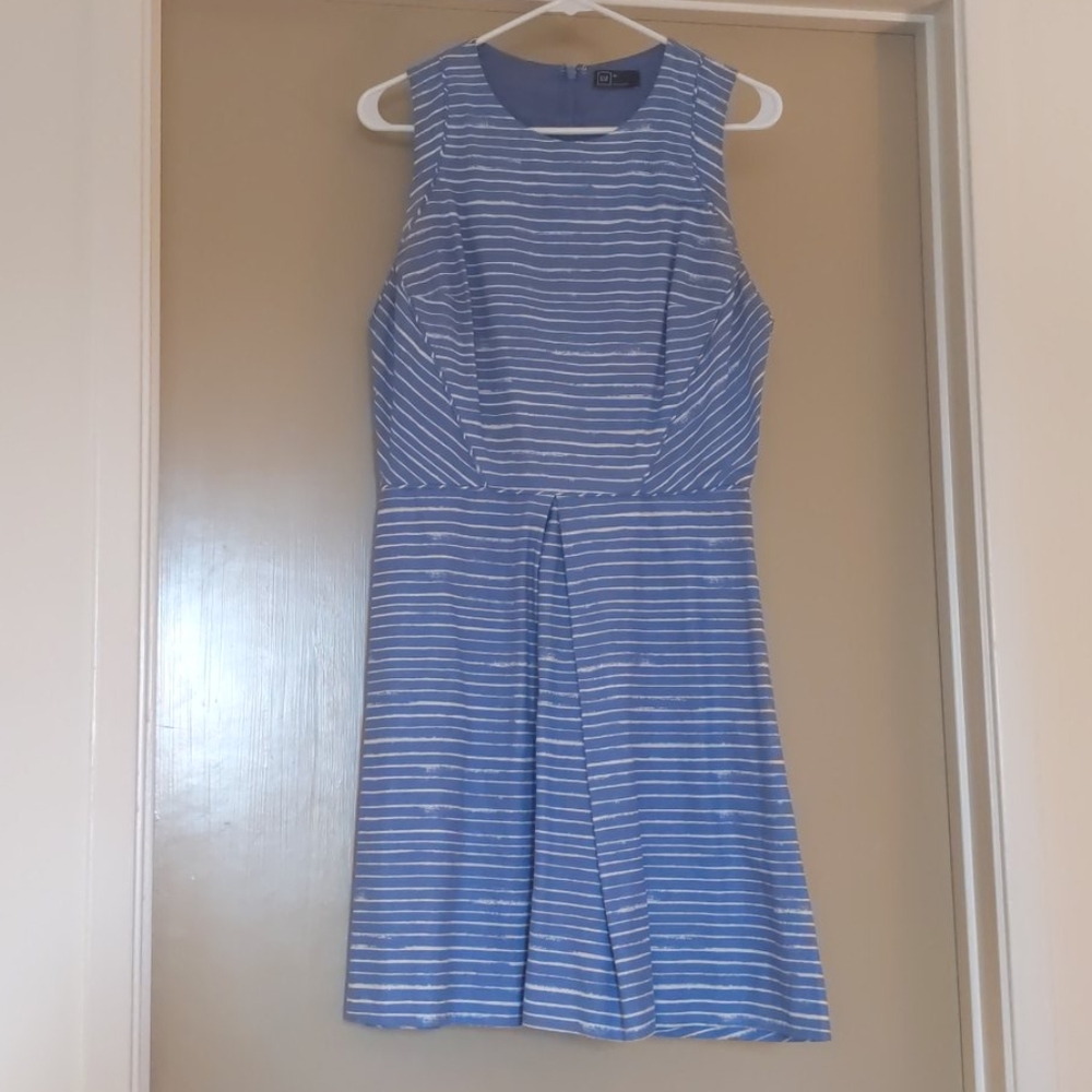 GAP blue dress with white stripes and POCKETS!